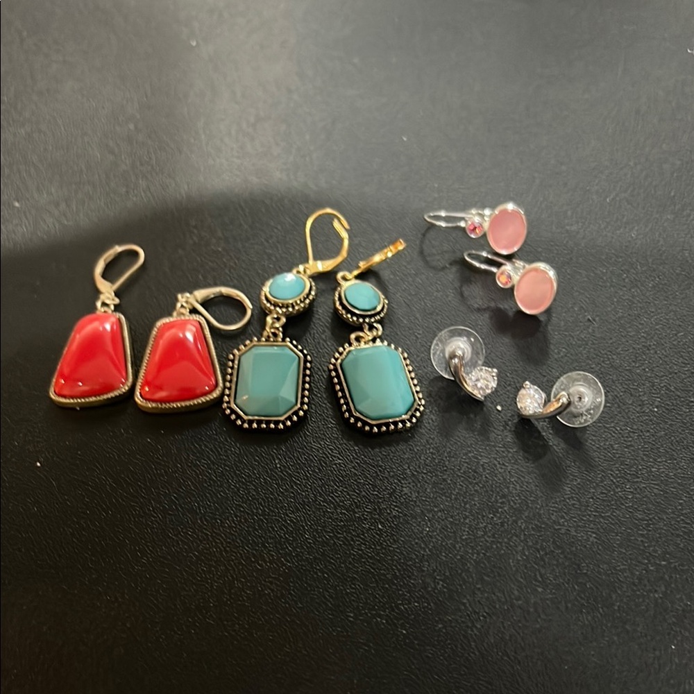 Elegant Gold and Red Dangle Earrings